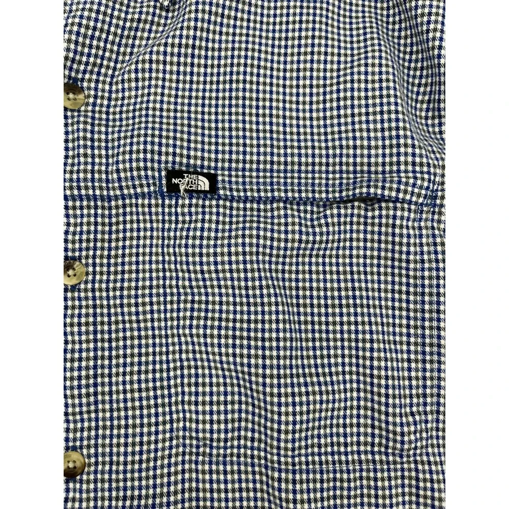 The North Face Mens Blue Gingham Plaid Long Sleeve Button Down Shirt M Vented‎